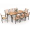 Costway 9 PCS Patio Dining Set 79" Rectangle Dining Tables with 8 Wooden Armchairs